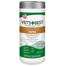 Влажные салфетки Vet`s Best Flea&Tick Wipes для собак от насекомых, 50 шт