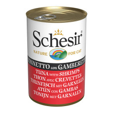 Натуральные консервы Schesir Tuna Shrimps для кошек с тунцем и креветками в желе, 140 г