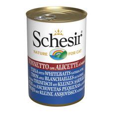 Натуральні консерви Schesir Tuna Whitebaits з тунцем та анчоусами в бульйоні для котів, 140 г