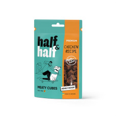 Ласощі для собак Half&Half у формі м`ясних кубиків з куркою, 100 г