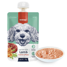 Жидкий корм Wanpy Lamb Carrot & Pea крем-пюре ягненок с морковью для собак  90 г
