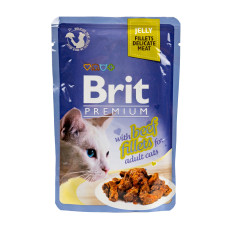 Вологий корм Brit Premium для котів, філе яловичини в желе, 85 г