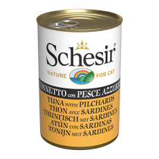 Натуральные консервы Schesir Tuna Pilchards для кошек с тунцем и сардиной в желе, 140 г