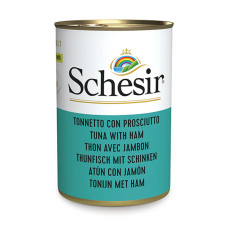 Натуральні консерви Schesir Tuna Ham для котів з тунцем та шинкою в бульйоні, 140 г