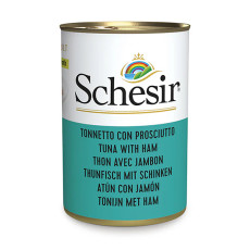 Натуральные консервы Schesir Tuna Ham для кошек с тунцом и ветчиной в бульоне, 140 г