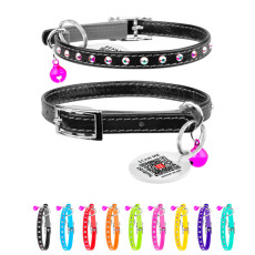 Нашийник CoLLaR GLAMOUR з гумкою, стрази Зірочка для кішок 9мм/22-30см чорний