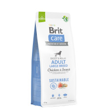 Сухий корм Brit Care Dog Sustainable Adult Large Breed для собак великих порід, з куркою та комахами, 12 кг