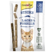 Ласощі GimCat для котів, палички з лососем та тріскою, 4 шт по 5 г