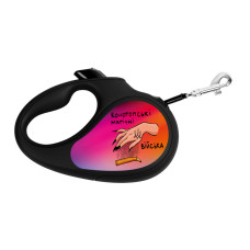Повідець-рулетка для собак WAUDOG R-leash, малюнок Конотопські магічні війська, XS, до 12 кг, 3 м, світловідбиваюча стрічка чорний