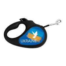 Повідець-рулетка для собак WAUDOG R-leash, малюнок Прапор, M, до 25 кг, 5 м, світловідбиваюча стрічка чорний
