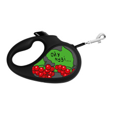 Повідець-рулетка для собак WAUDOG R-leash, малюнок Калина, L, до 50 кг, 5 м, світловідбиваюча стрічка чорний