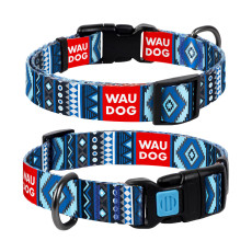 Ошейник для собак WAUDOG Nylon Этно синий, размер S, пластиковый фастекс