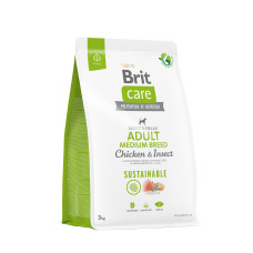 Сухий корм Brit Care Dog Sustainable Adult Medium Breed для собак середніх порід, з куркою та комахами, 3 кг