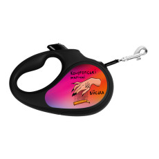 Повідець-рулетка для собак WAUDOG R-leash, малюнок Конотопські магічні війська, L, до 50 кг, 5 м, світловідбиваюча стрічка чорний