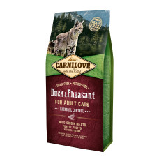 Сухой корм Carnilove Cat Hairball Control для выведения шерсти у кошек, утка и фазан, 6 кг