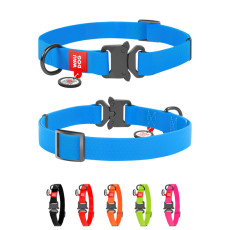 Ошейник для собак водостойкий WAUDOG Waterproof, размер М, металлическая пряжка-фастекс, голубой