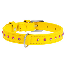 Ошейник WAUDOG GLAMOUR с кл страз  ш15мм дл27-36см, желтый