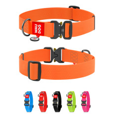 Ошейник для собак водостойкий WAUDOG Waterproof, размер XXL, металлическая пряжка-фастекс, оранжевый