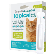 Sergeant’s Guardian Cats ГАРДІАН краплі від бліх, кліщів, комарів для котів від 2.7кг, 1.4мл , 3 шт. в пакунку , 1,4 мл, ціна за 1 піпетку .