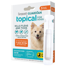Капли Sergeant’s Guardian Dogs от блох, клещей, комаров для собак от 3.2 до 15 кг, 3 пип