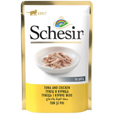 Вологий корм Schesir для котів з тунцем та курячим філе в желе, 85г
