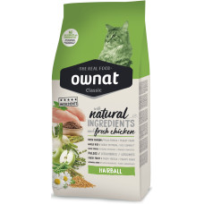 Ownat Classic Hairball Сухий корм для виведення грудочок шерсті у дорослих котів, з куркою, 4 кг