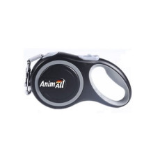 Повідець-рулетка AnimAll L для собак вагою до 50 кг, 5 м, сіро-чорний