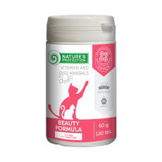 Харчова добавка Nature`s Protection Beauty Formula для покращення стану шкіри і шерсті дорослих котів, 120 табл