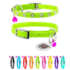 Нашийник CoLLaR GLAMOUR з гумкою, стрази Квіточка для кішок 9мм/22-30см зелена