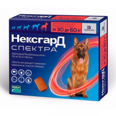 НексГард Спектра 30-60 таблетка от блох, клещей и гельминтов для собак весом 30-60 кг, 3 шт.