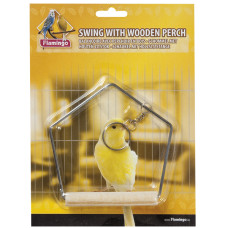 Игрушка для попугаев Swingwooden Perch, качели с деревянной жердочкой, 9х12 см, Karlie-Flamingo
