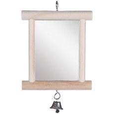 Игрушка для птиц Wooden Mirror, зеркало в деревянной раме с колокольчиком, 13х10 см, Karlie-Flamingo