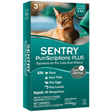 Краплі від бліх та кліщів Sentry PurrScriptions для котів 3 шт/уп.(ціна за піпетку)
