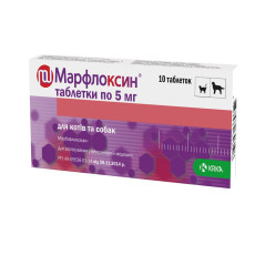 Таблетки KRKA Марфлоксин, антибиотик для собак и кошек, 5 мг, 10 таб.