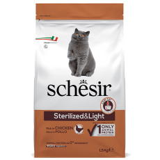 Сухий корм Schesir Cat Sterilized & Light для стерилізованих кішок та для котів схильних до повноти, 1.5 кг