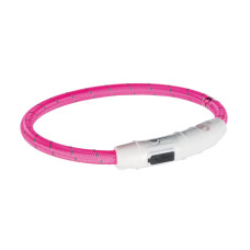 Ошейник Trixie Flash для собак, с подсветкой и USB, M-L: 45 см/7 мм, розовый