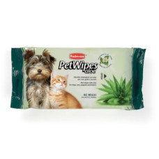 Очищувальні вологі серветки Padovan Pet Wipes Aloe для собак і котів з алое віра та зеленим чаєм, 40 шт