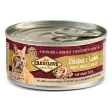 Вологий корм Carnilove Chicken & Lamb для кішок, курка та ягня, 100 г