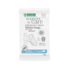 Беззернові ласощі Nature`s Protection SC White Dogs Healthy Hips & Joints для собак з білим окрасом шерсті з білою рибою, 110 г