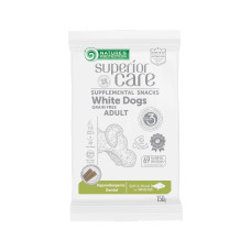 Беззернові ласощі Nature`s Protection SC White Hypoallergenic & Dental Care для собак з білою шерстю з білою рибою, 150 г