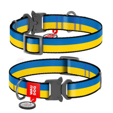 Нашийник для собак нейлоновий WAUDOG Nylon, Colors of freedom, M, металева пряжка-фастекс