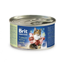 Вологий корм Brit Premium by Nature для котів, з індичкою та ягням, 200 г