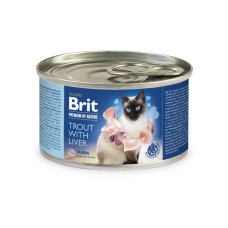 Вологий корм Brit Premium by Nature для котів, з фореллю та печінкою, 200 г