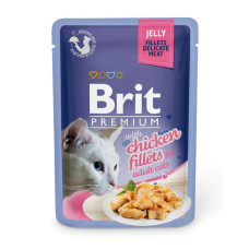 Вологий корм Brit Premium для котів, філе курки в желе, 85 г