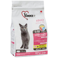 Сухой корм 1st Choice Adult Indoor Vitality для кошек с курицей, 907 г