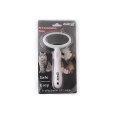 Пуходерка AnimAll Groom для животных, М, розовая