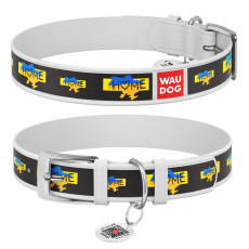 Нашийник для собак шкіряний WAUDOG Design Дім, розмір М, білий