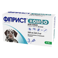Капли KRKA Фиприст комбо от блох и клещей для собак весом 20-40 кг, 2.68 мл, 3 шт.
