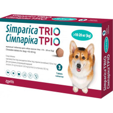 Жевательные таблетки Zoetis Симпарика ТРИО 10.1 - 20 кг, 1 таб