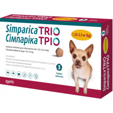 Жевательные таблетки Zoetis Симпарика ТРИО 1.3 - 2.5 кг, 1 таб